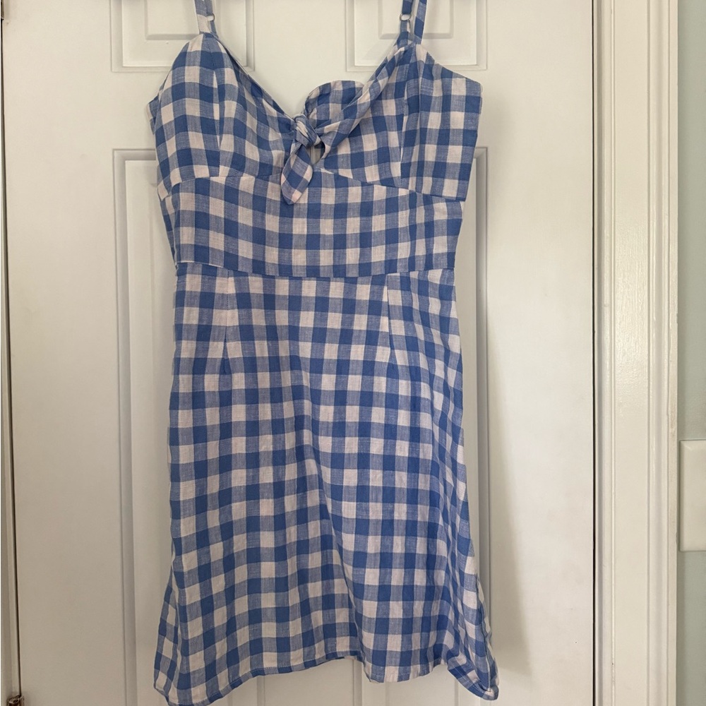 Reformation Blue and White Checkered Gingham Dress